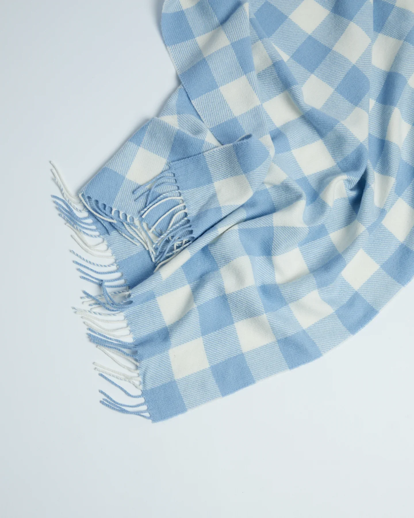 Foxford Blue Check Lambswool Baby Blanket - Image 4
