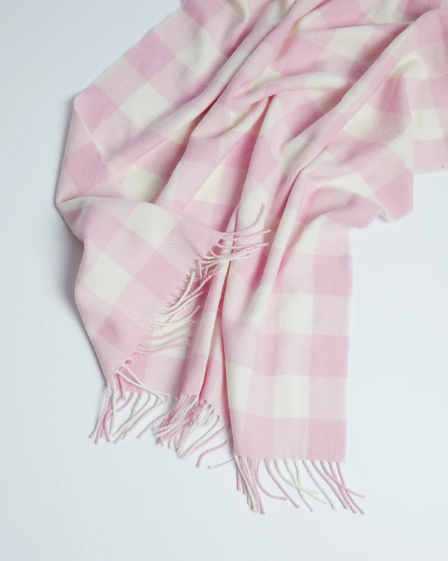 Foxford Pink Check Lambswool Baby Blanket - Image 4