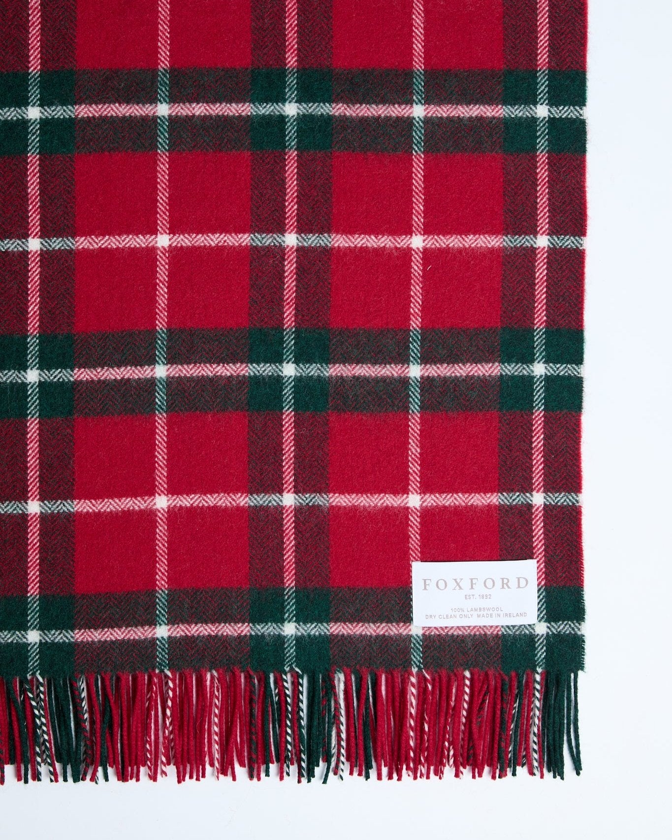 Foxford Ashford Green Check Lambswool Throw - Image 3