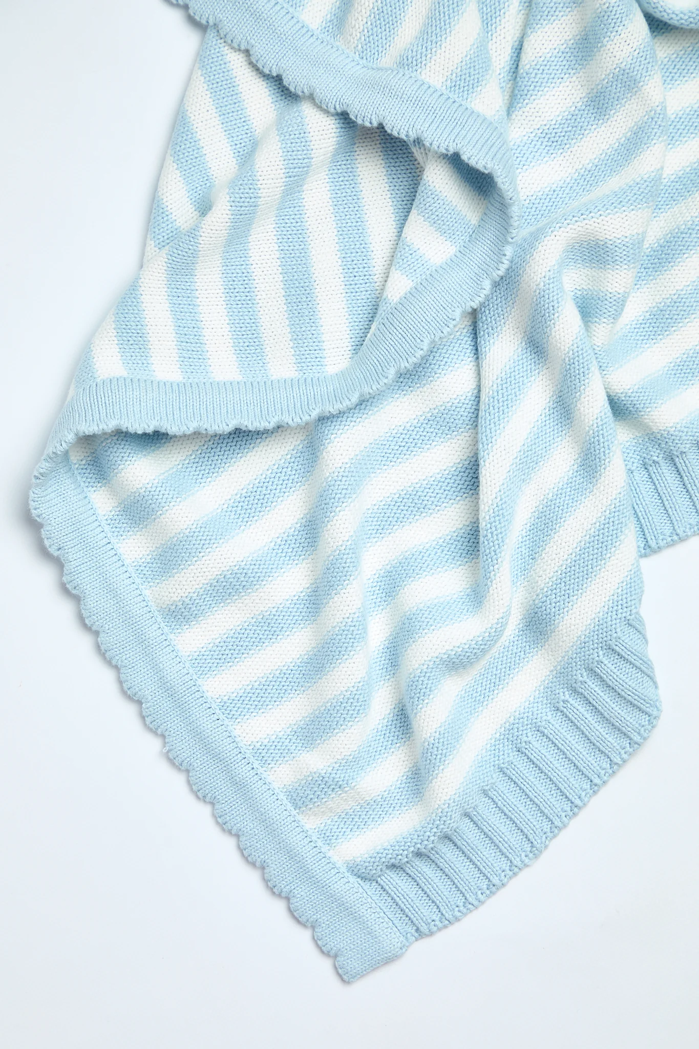 Foxford Blue Stripe Cotton Baby Blanket - Image 5