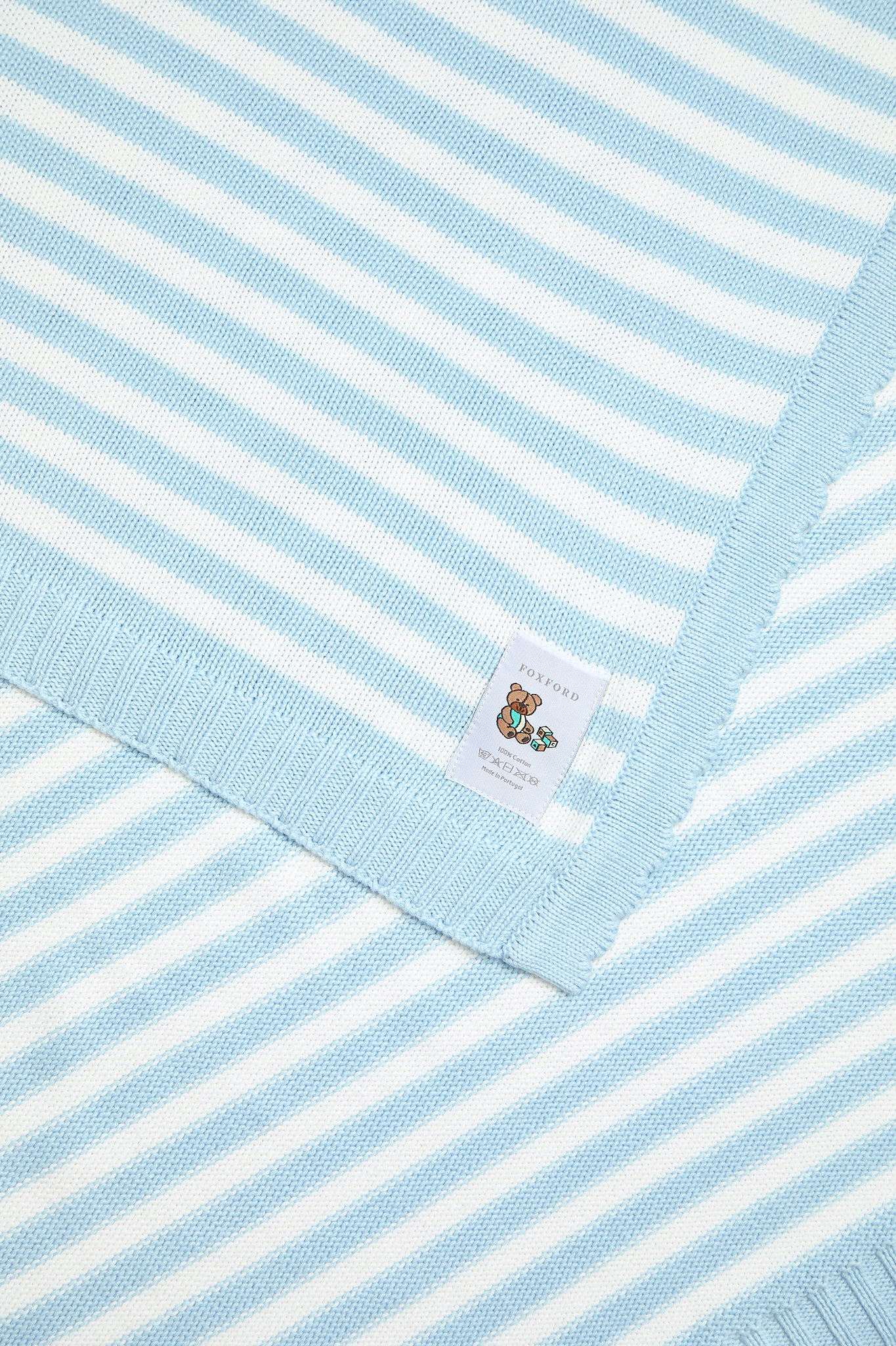Foxford Blue Stripe Cotton Baby Blanket - Image 6