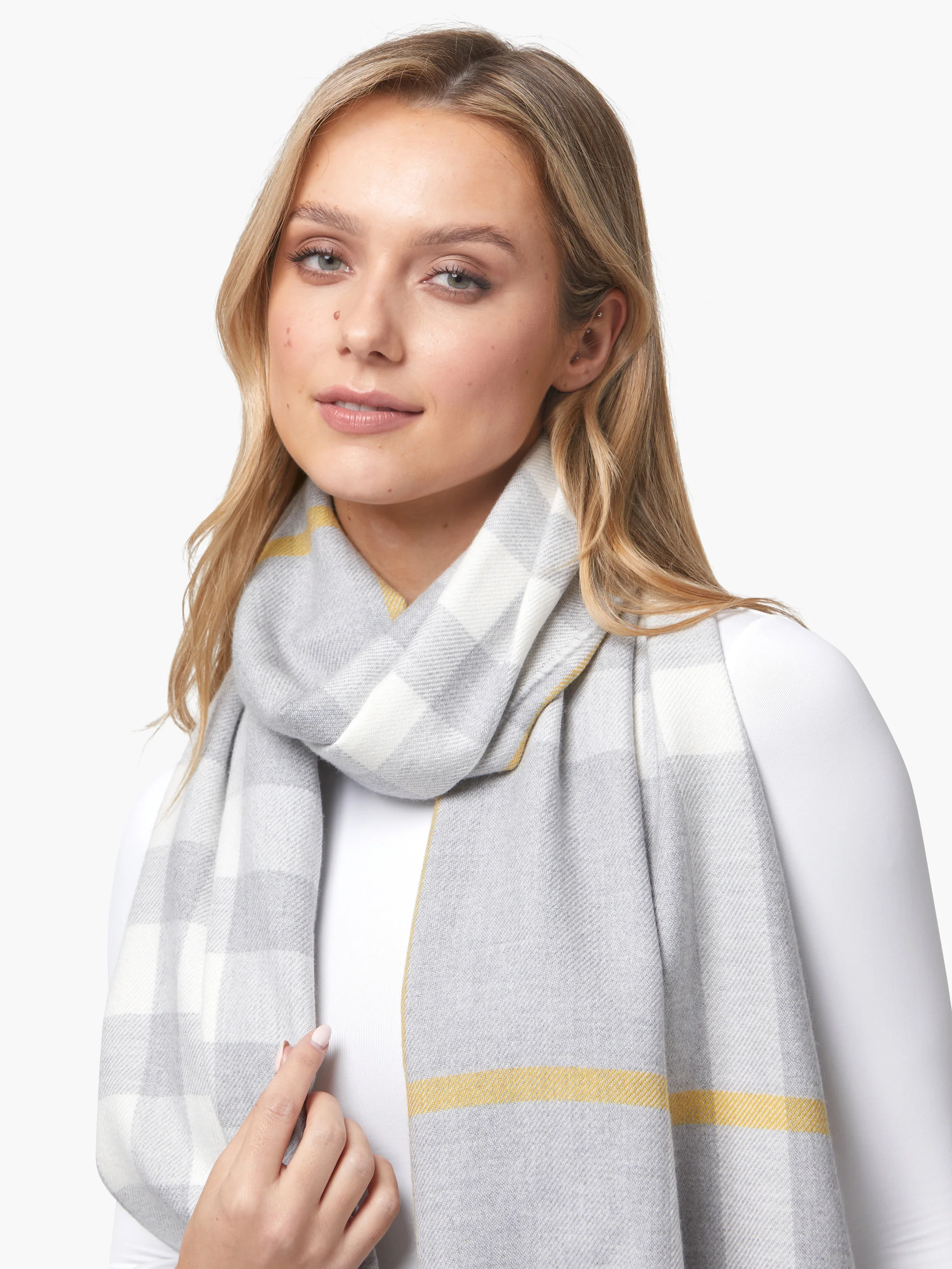 Foxford Grey & Gold Extra-Fine Merino Scarf - Image 3