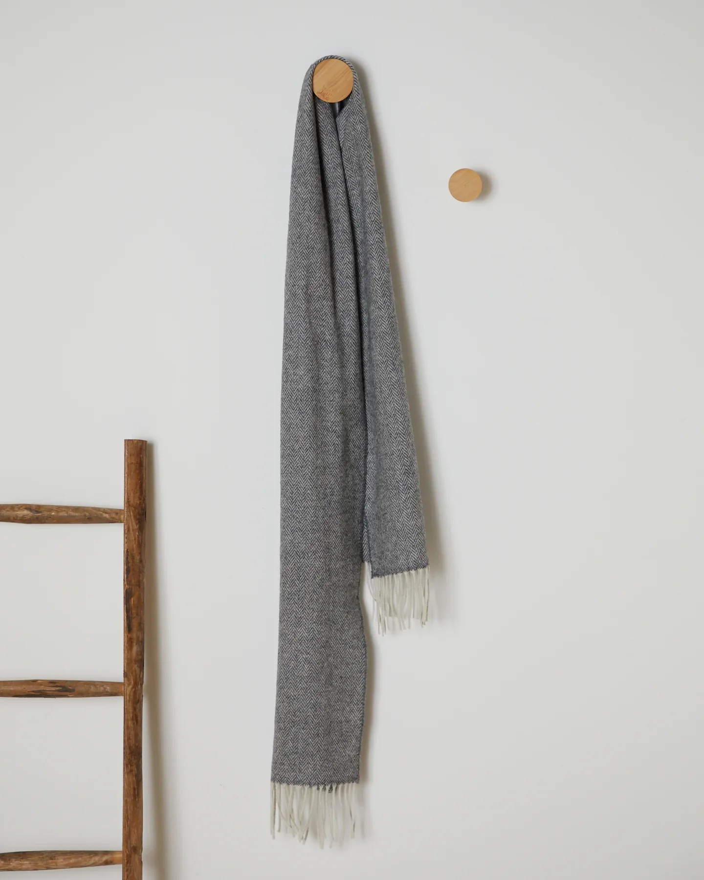Foxford Grey Herringbone Lambswool Scarf - Image 3
