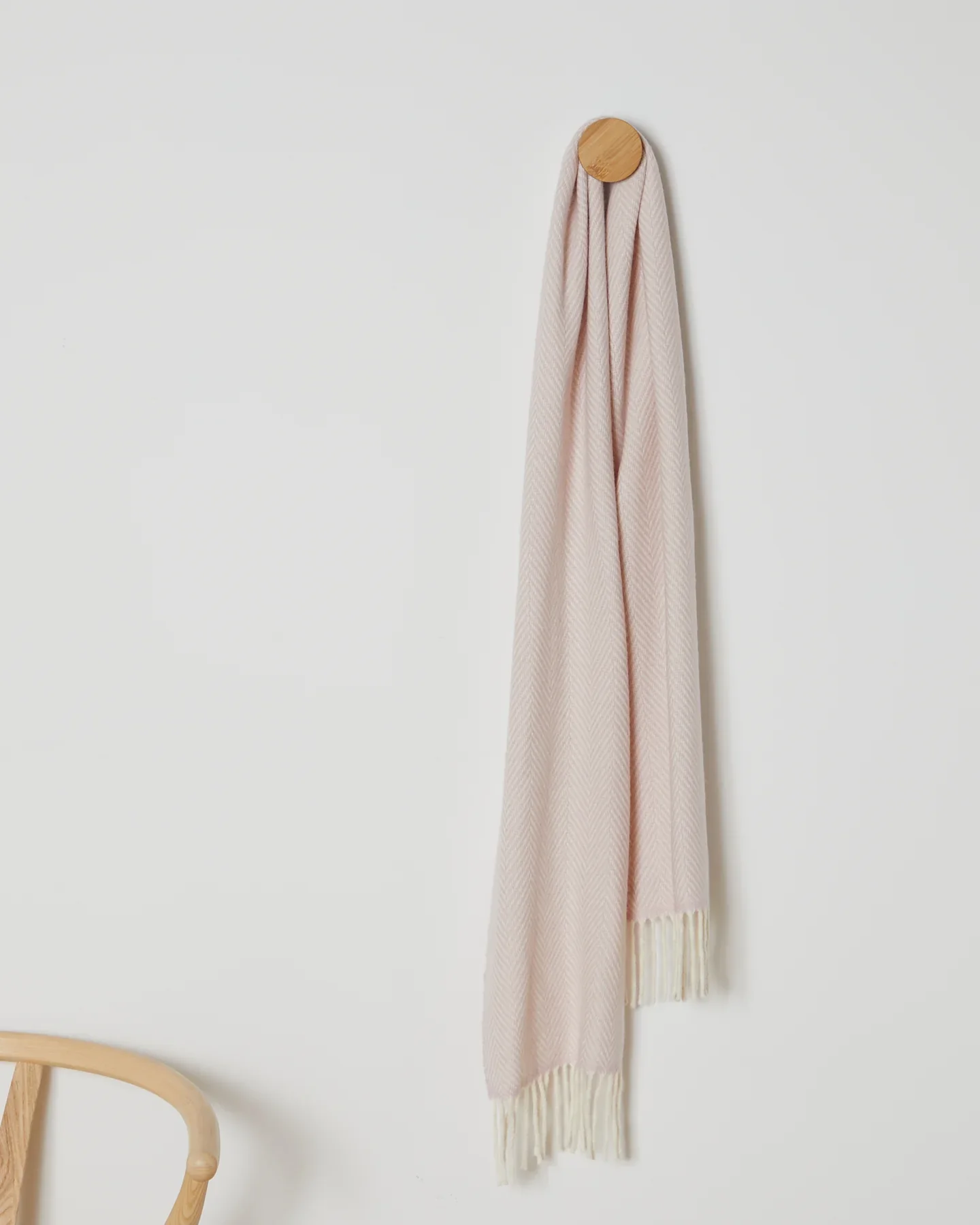 Foxford Pink Herringbone Cashmere Blend Scarf - Image 3