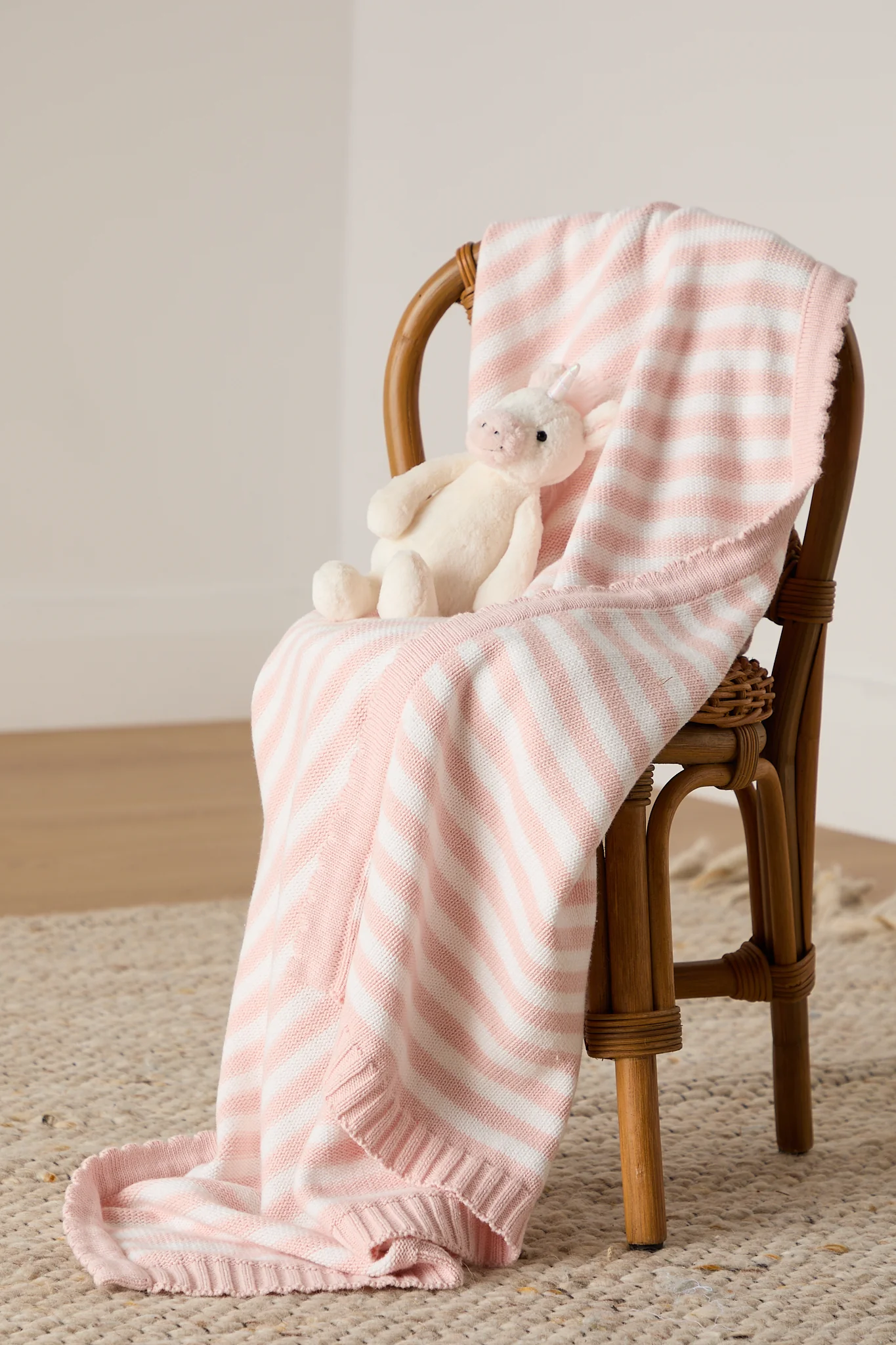 Foxford Pink Stripe Cotton Baby Blanket - Image 7