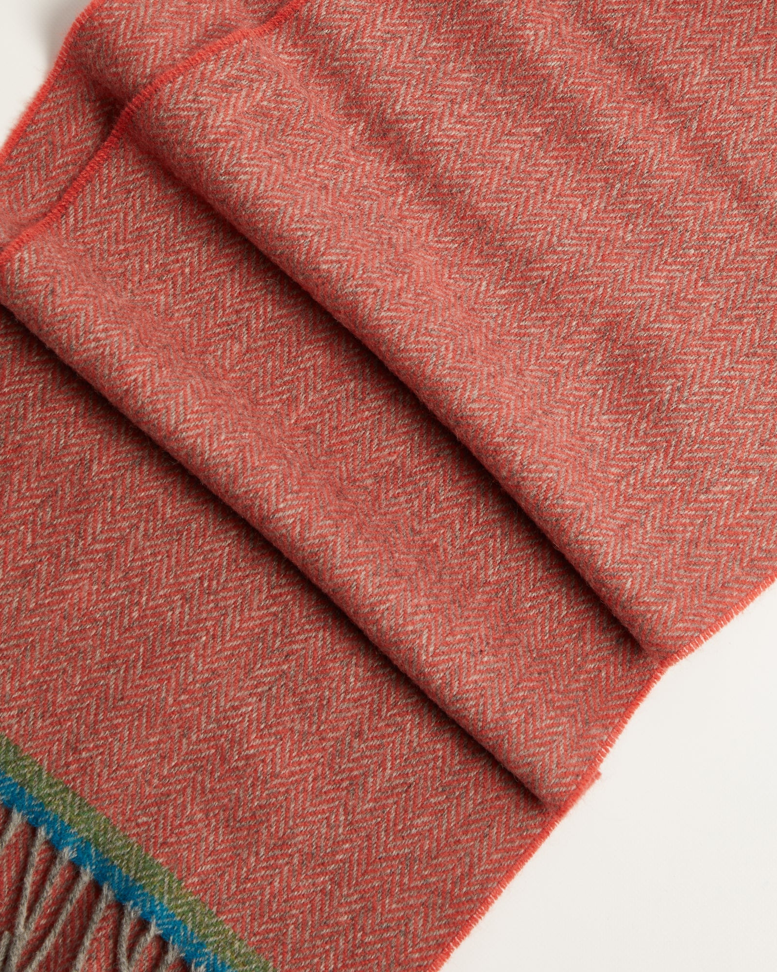 Foxford Terracotta Herringbone Lambswool Scarf - Image 3