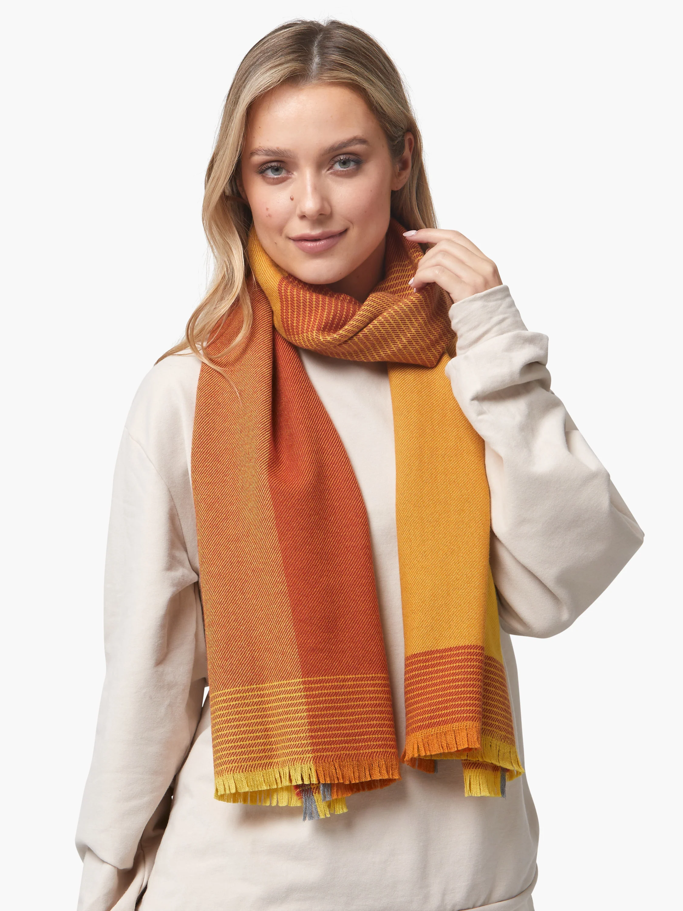 Foxford Yellow Ochre Extra-Fine Merino Scarf - Image 3